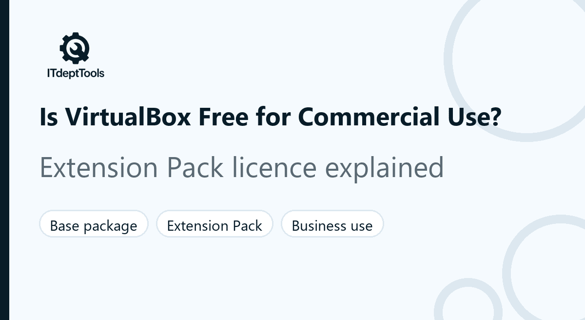 Is VirtualBox free for commercial use — Extension Pack licence