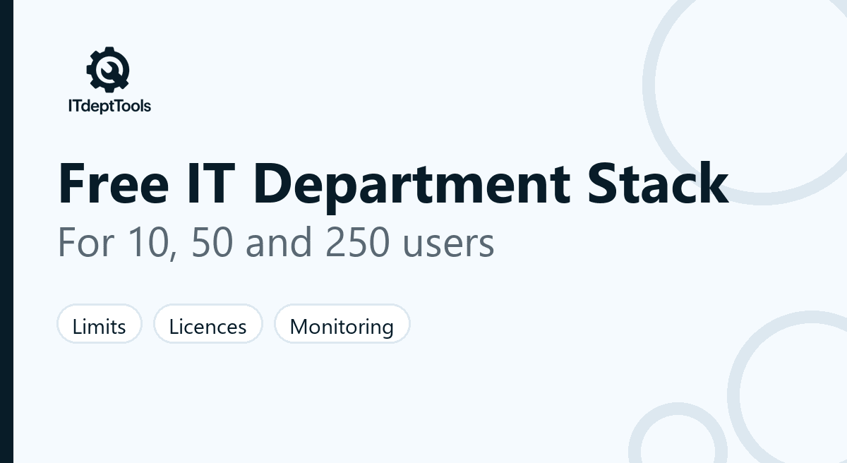 Free IT department stack for 10, 50 and 250 users — illustration