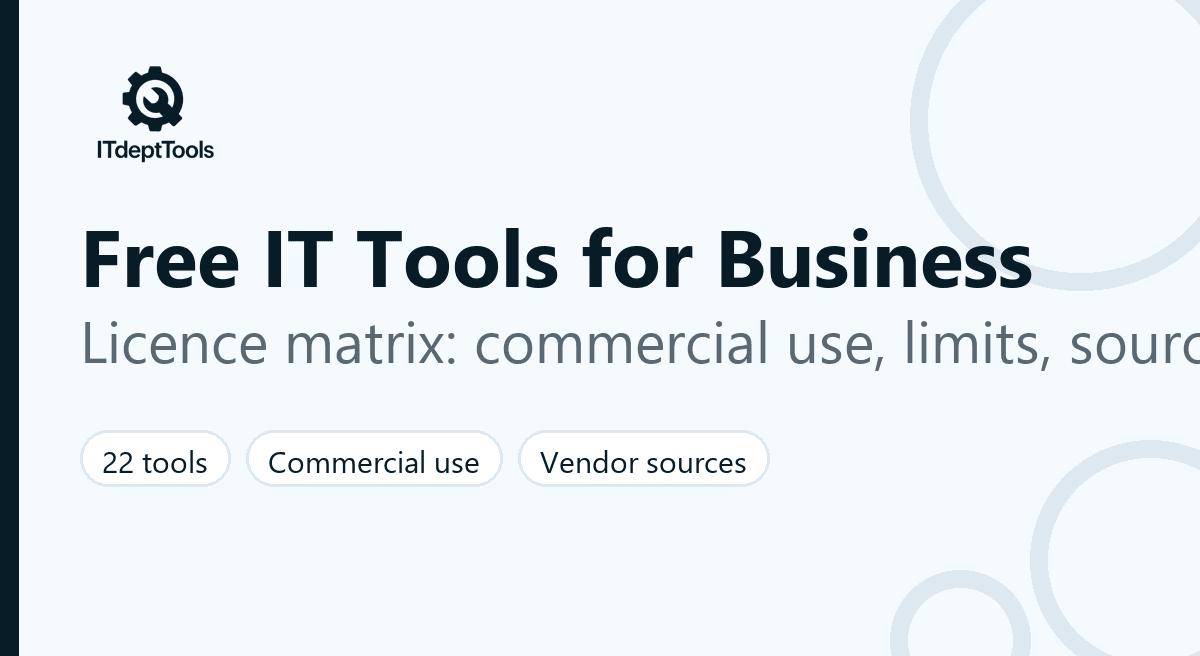 Licence matrix of free IT tools for commercial use